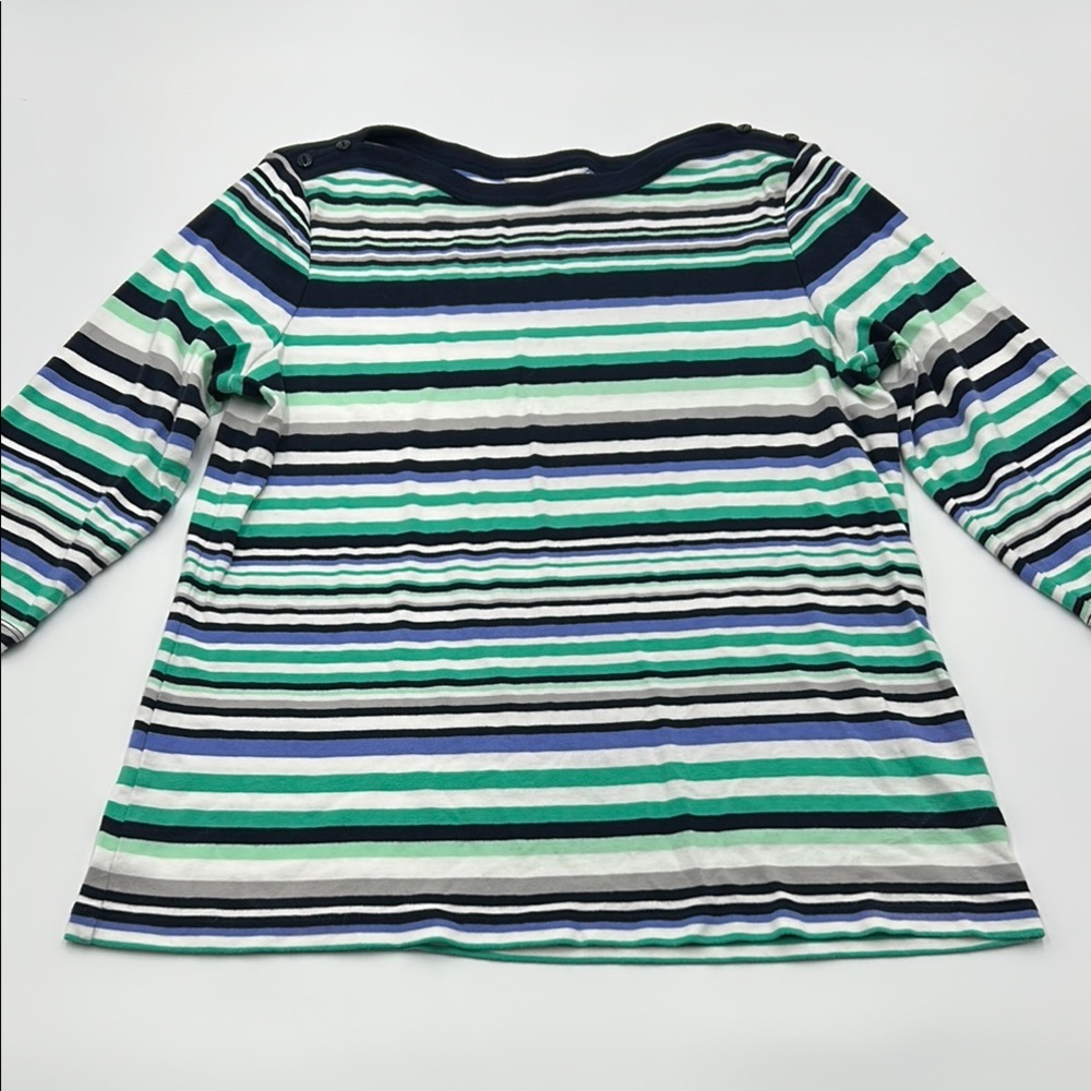Christopher & Banks Multicolor Striped Top Large Nautical Preppy Cotton